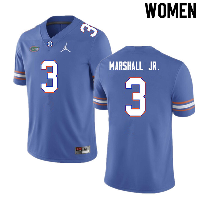Women #3 Jason Marshall Jr. Florida Gators College Football Jerseys Sale-Royal